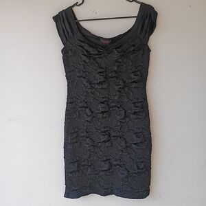 Janet Clark It’s Hot Hawaii Black Textured Ruched Bodycon Dress Made in USA‎